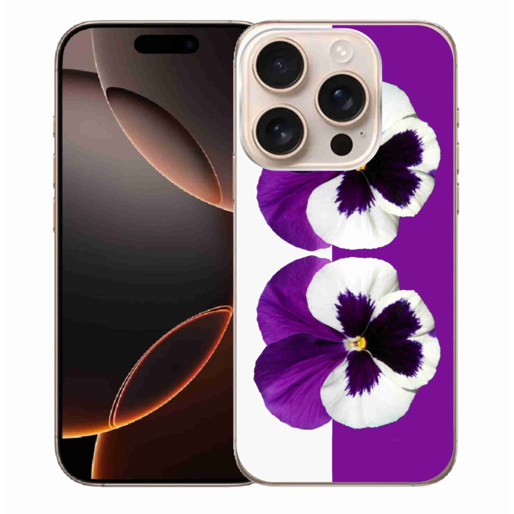 Gelový kryt mmCase na iPhone 16 Pro Max - fialovobílý květ