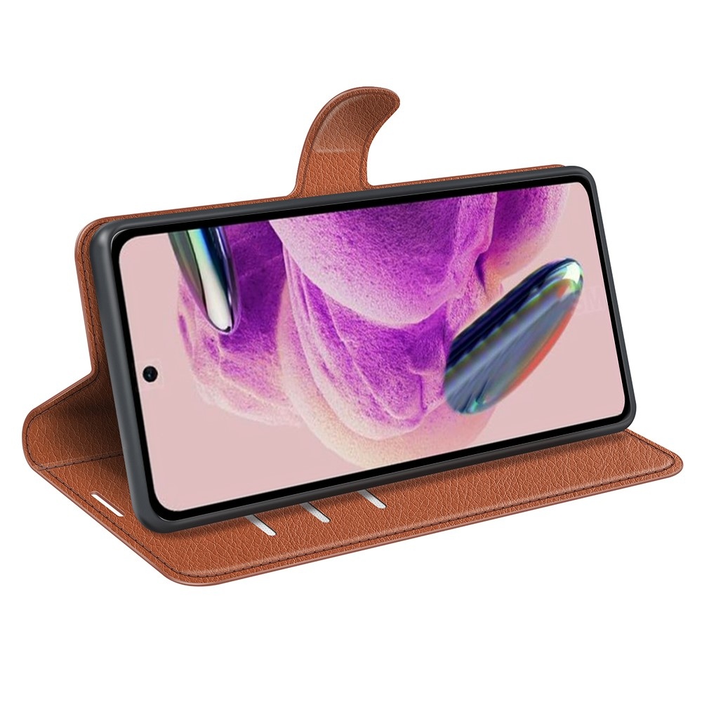 Litchi knížkové pouzdro na Xiaomi Redmi Note 12S - hnědé
