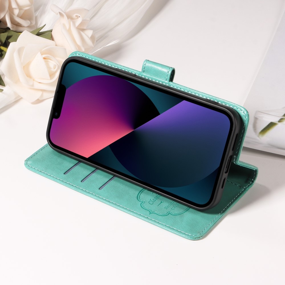 Flowery knížkové pouzdro na Realme 14 5G - modrozelené