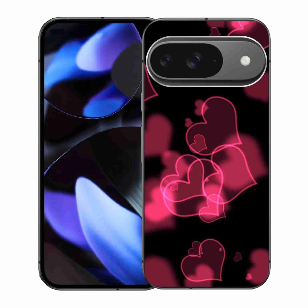 Gelový kryt mmCase na Google Pixel 9/9 Pro - červená srdíčka