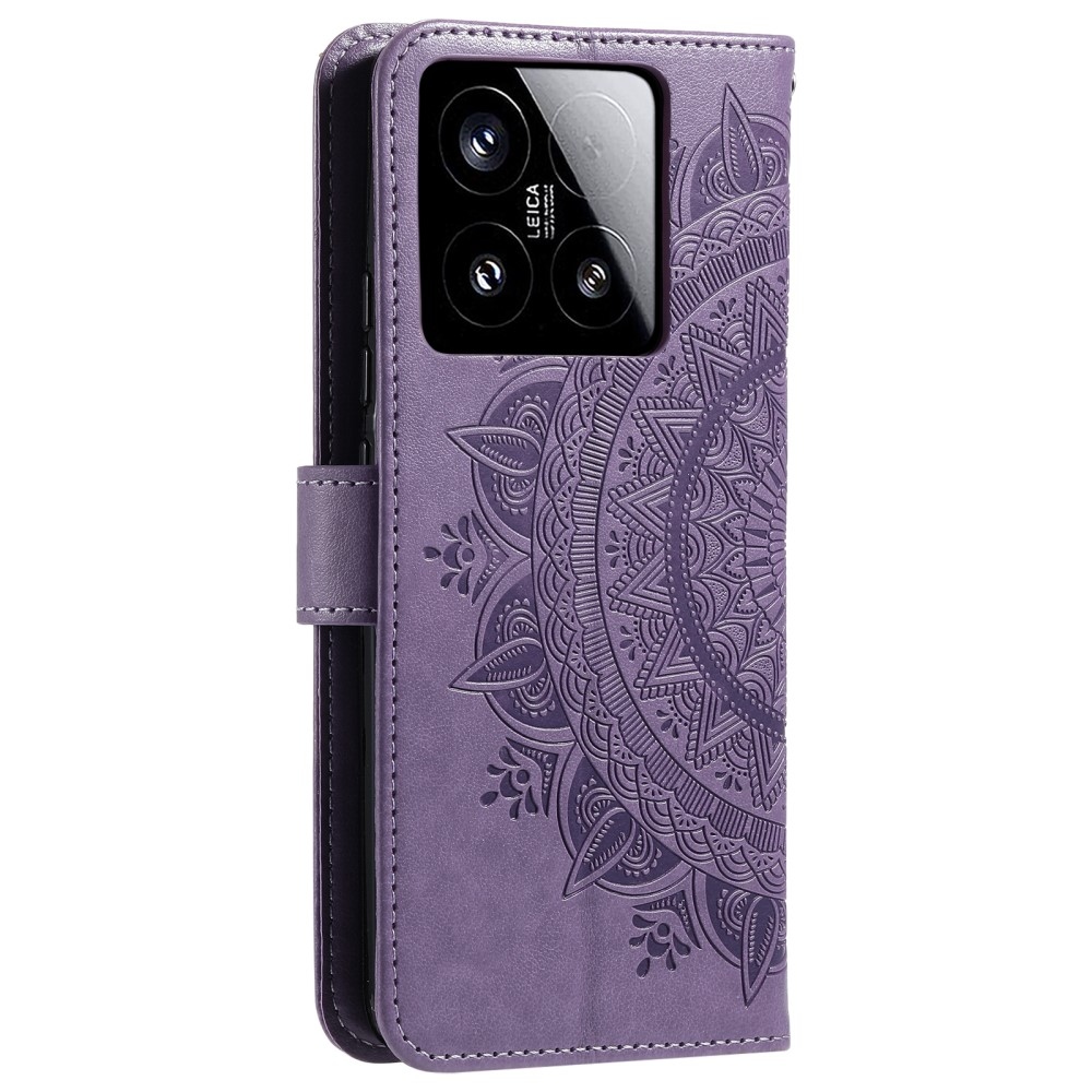 Mandala knížkové pouzdro na Xiaomi 15 - fialové
