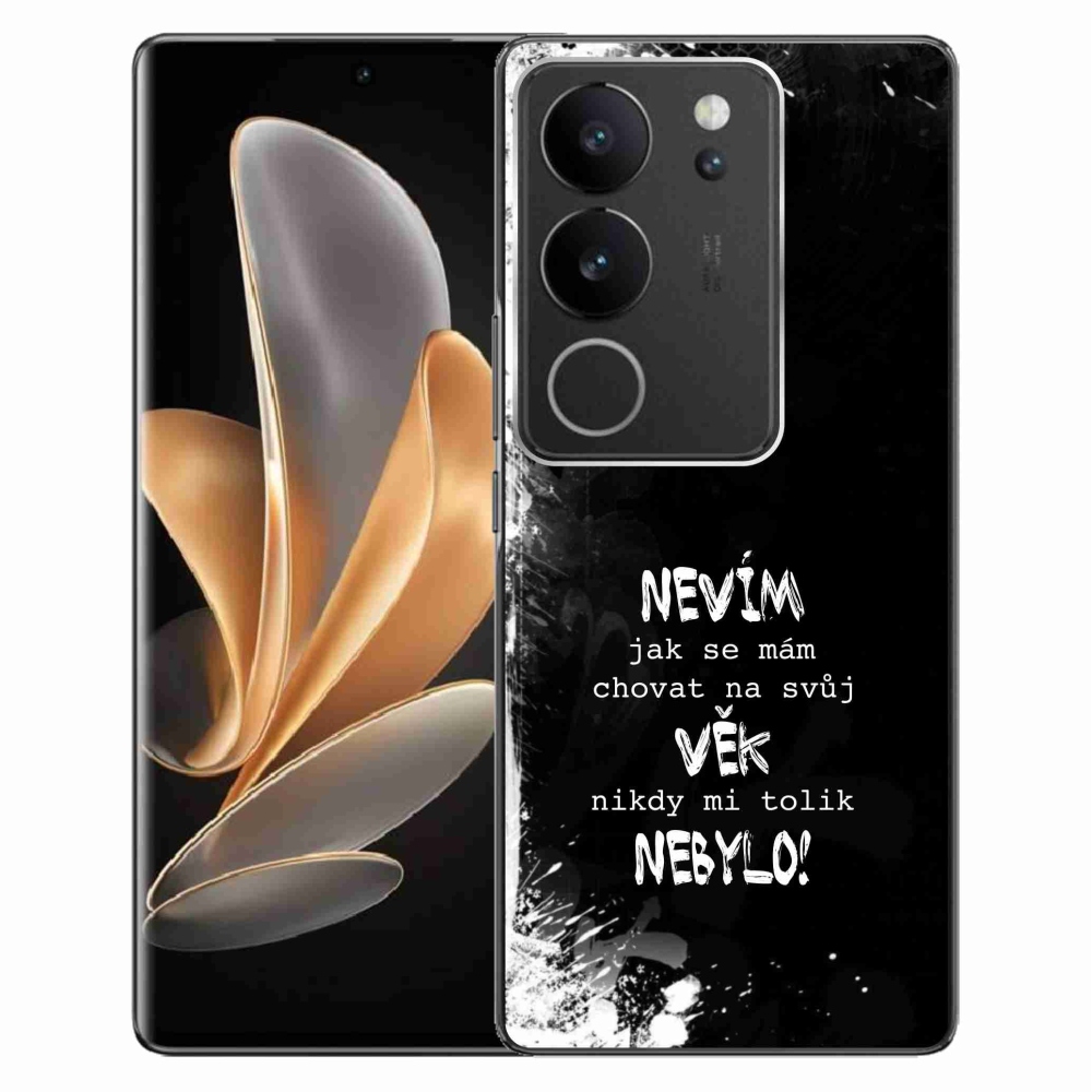 Gelový kryt mmCase na Vivo V29 5G - vtipný text 14 černé pozadí