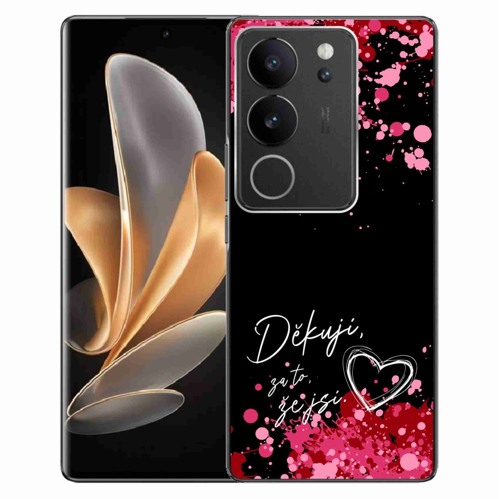 Gelový kryt mmCase na Vivo V29 5G - zamilovaný text 2 černé pozadí