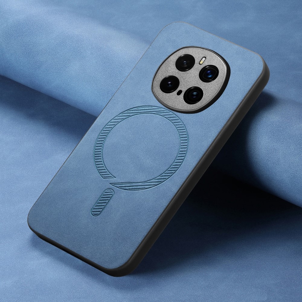Skiny gelový obal s umělou kůží a podporou MagSafe na Honor Magic 7 Pro 5G - modrý