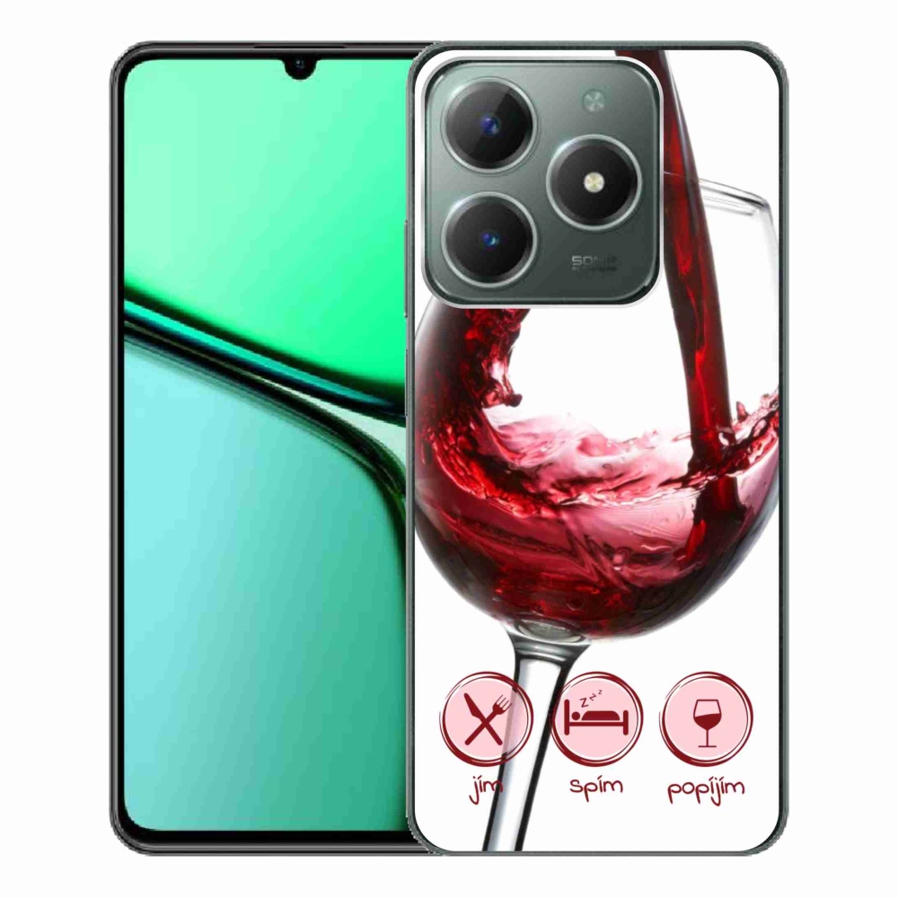 Gelový obal mmCase na Realme C61 - sklenička vína červené