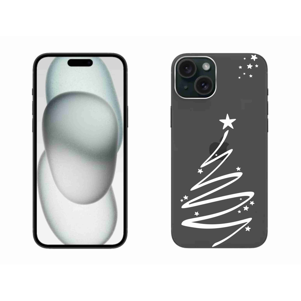 Gelový kryt mmCase na iPhone 15 Plus - bílý stromeček na průhledném pozadí