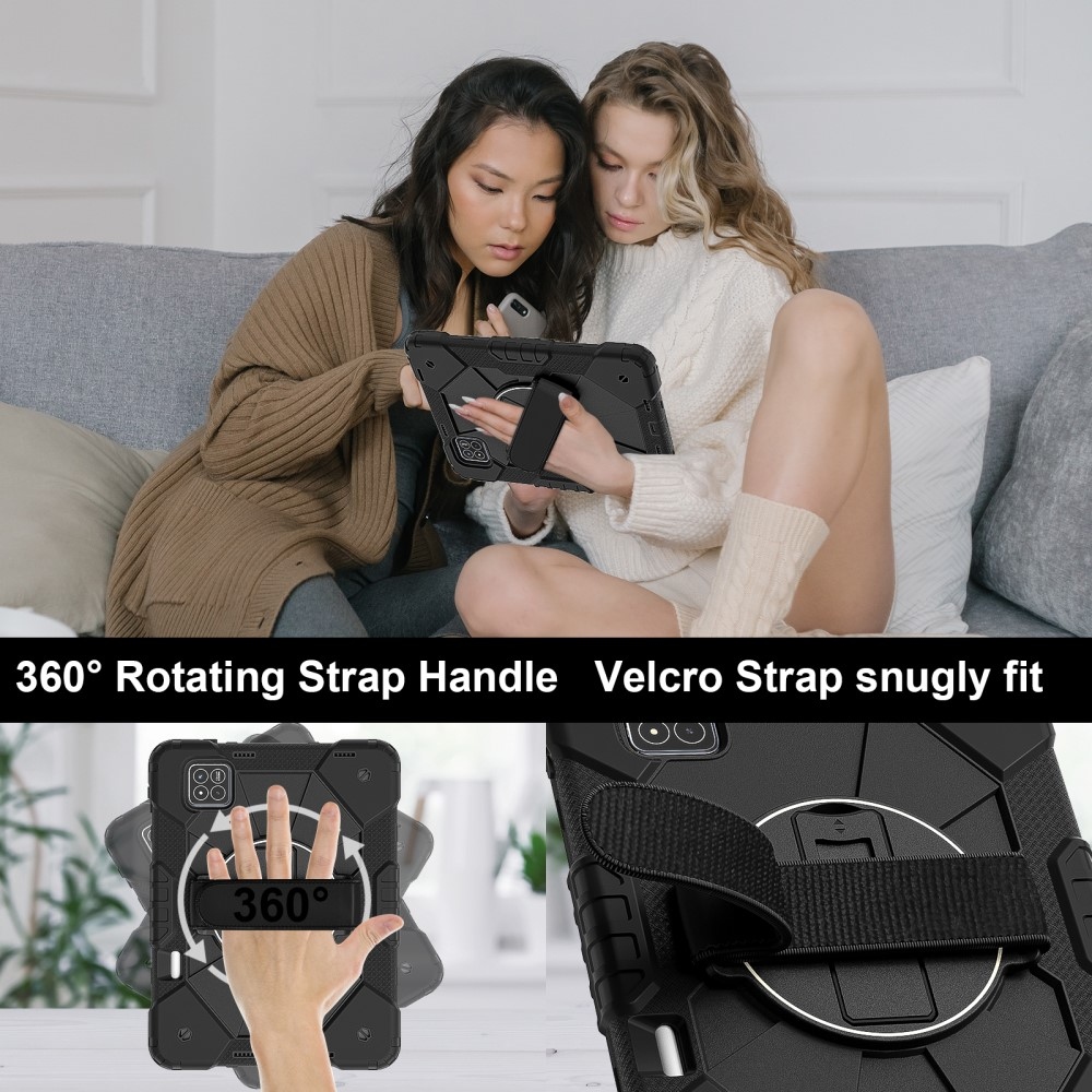 Strap odolný kryt s držákem na ruku a ramenním popruhem na Xiaomi Pad 7/7 Pro - černý