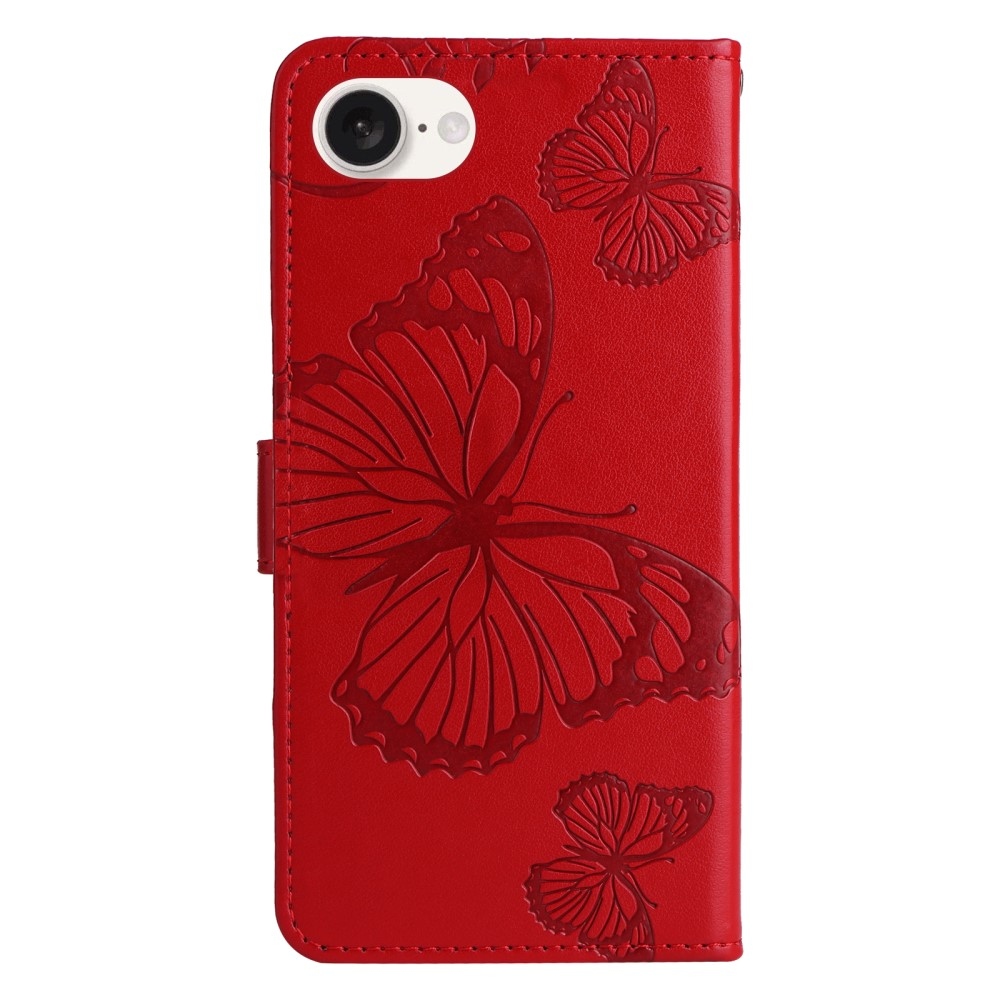 Big Butterfly knížkové pouzdro na iPhone 16e - červené