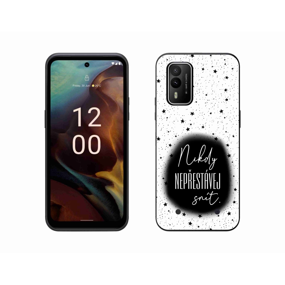 Gelový kryt mmCase na Nokia XR21 - citát 1 černobílé pozadí