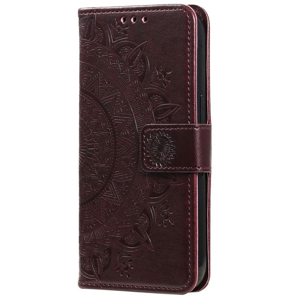 Mandala knížkové pouzdro na Xiaomi Redmi Note 14 5G - hnědé