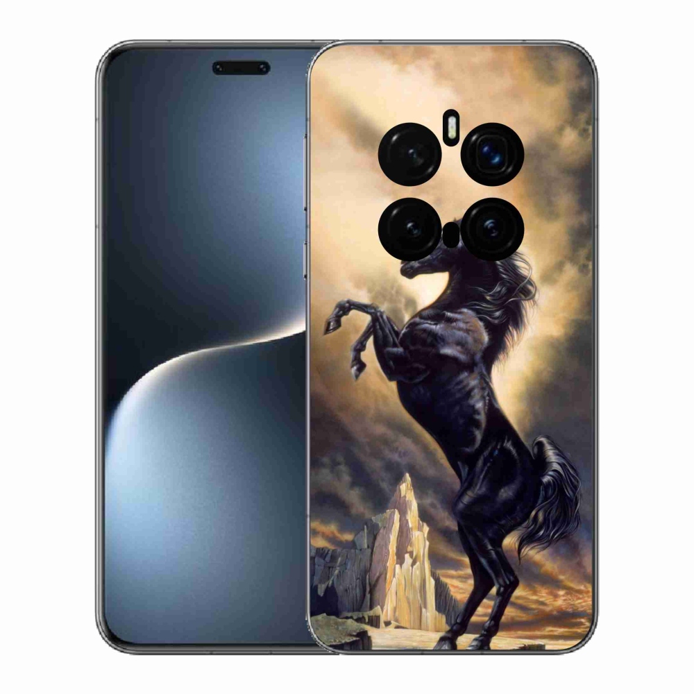 Gelový kryt mmCase na Honor Magic 7 Pro 5G - černý kreslený kůň