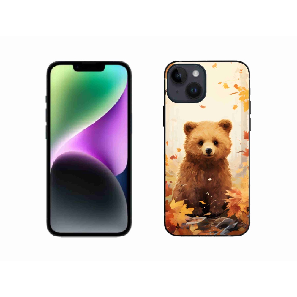 Gelový kryt mmCase na iPhone 14 - medvěd v lese