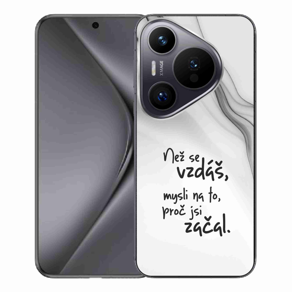Gelový kryt mmCase na Huawei Pura 70 Pro - citát 2 bílé pozadí