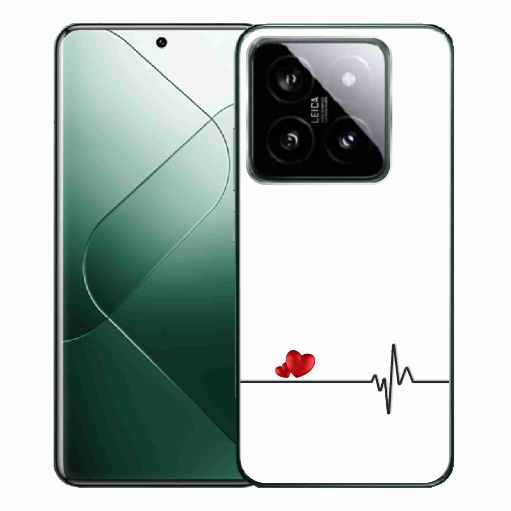 Gelový kryt mmCase na Xiaomi 14 Pro - srdce a tep bílé pozadí