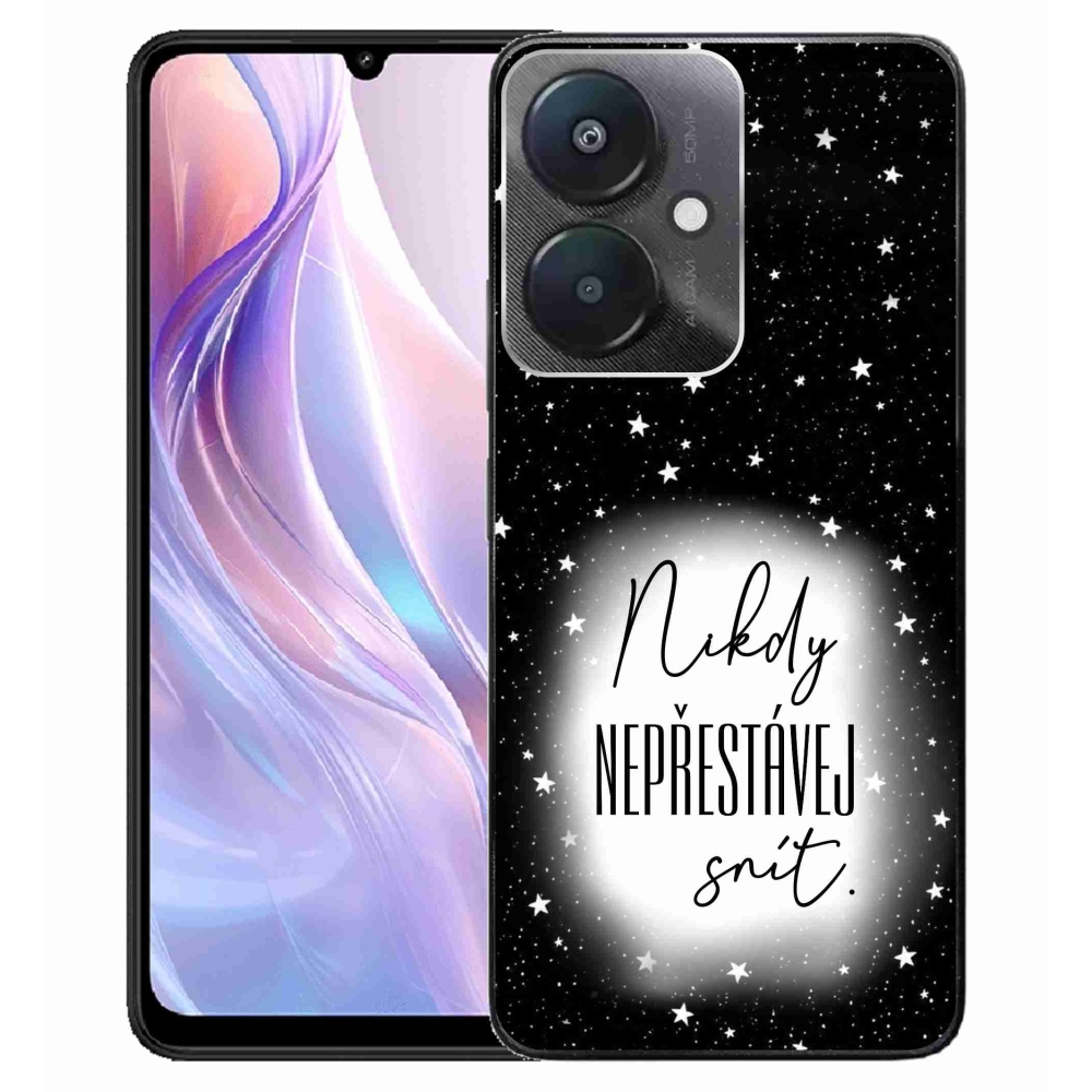 Gelový kryt mmCase na Xiaomi Redmi 13C 5G  - citát 1 bíločerné pozadí