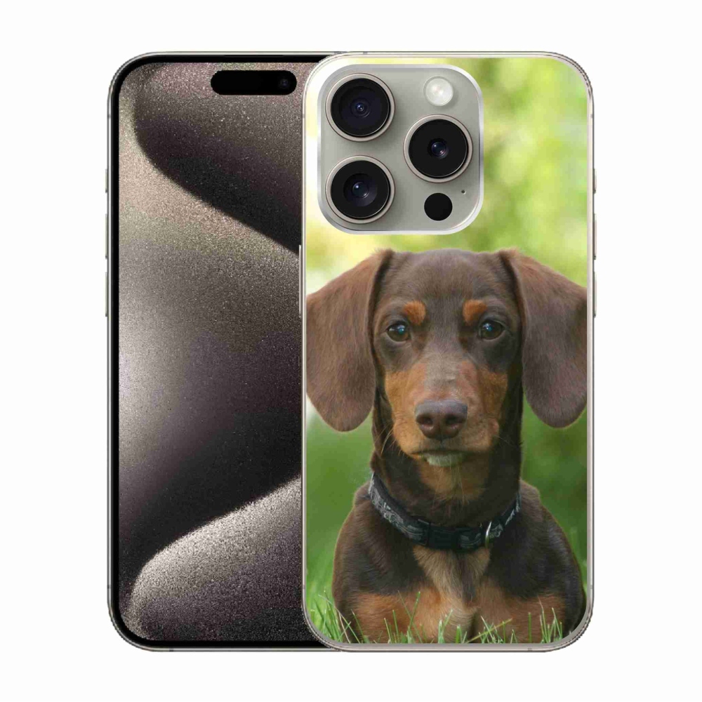 Gelový obal mmCase na iPhone 15 Pro - hnědý jezevčík