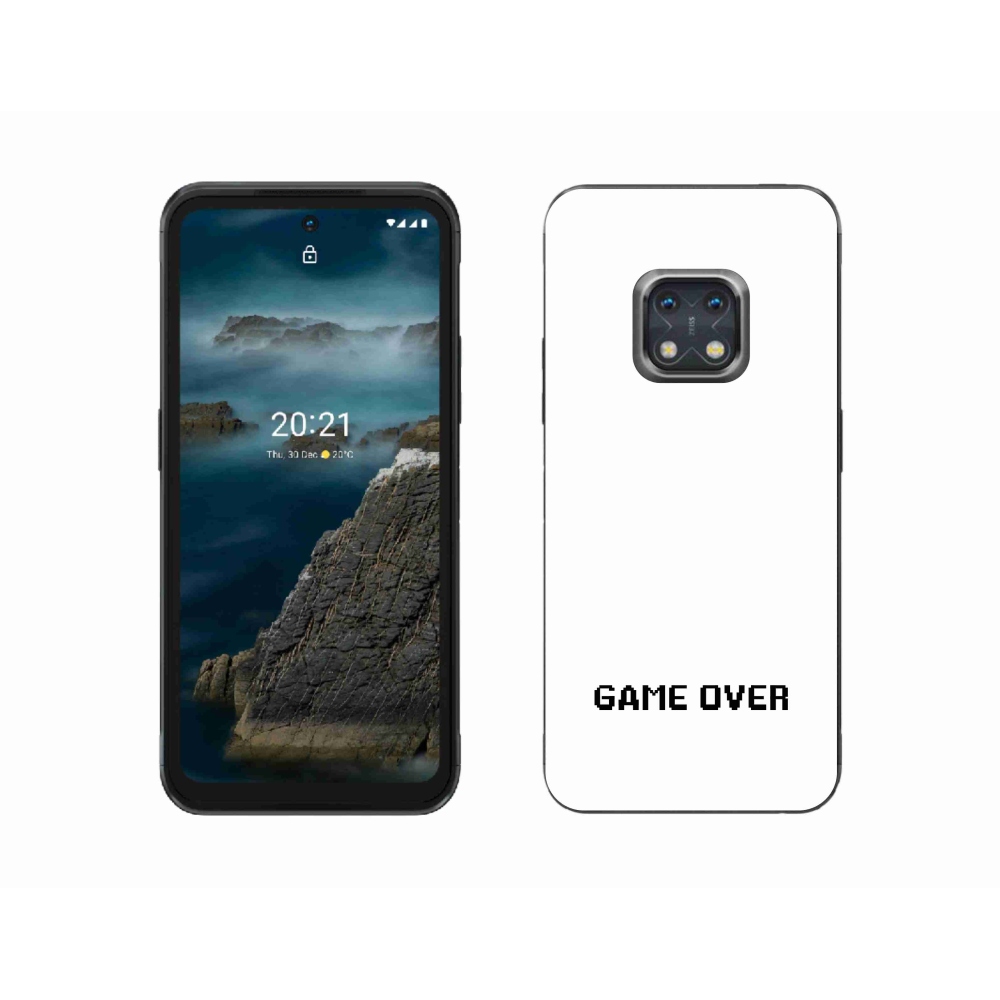 Gelový kryt mmCase na Nokia XR20 - game over bílé pozadí