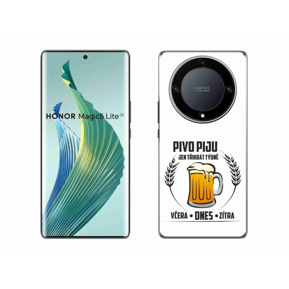 Gelový kryt mmCase na Honor Magic 5 Lite 5G - pivní motiv bílé pozadí