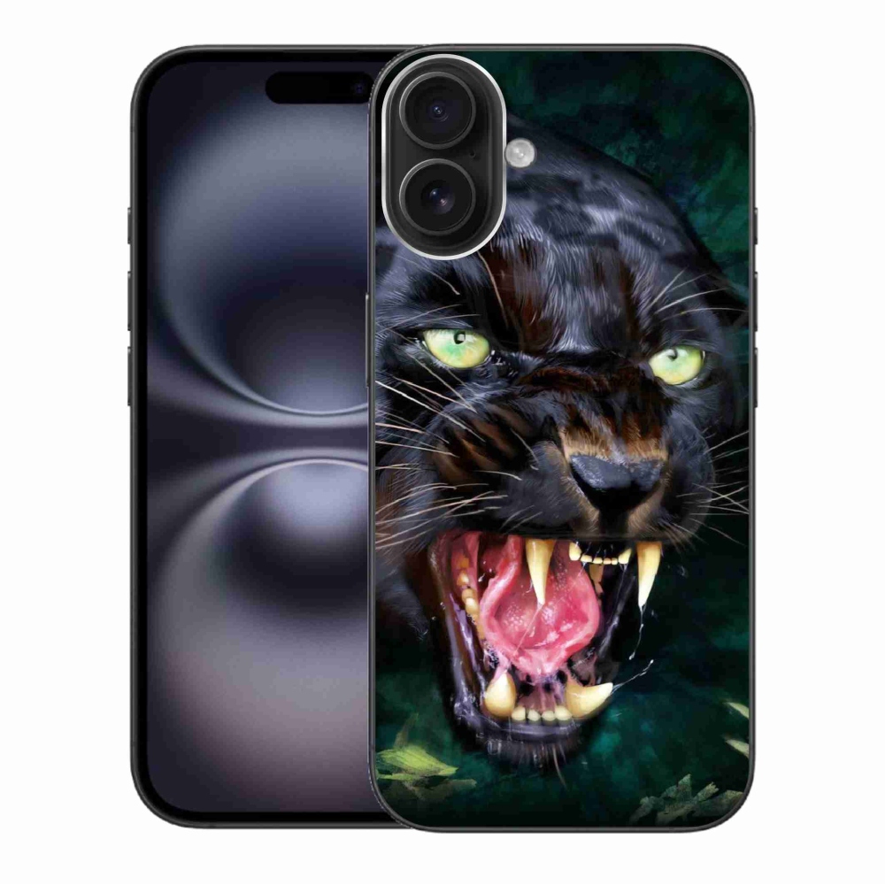 Gelový kryt mmCase na iPhone 16 Plus - rozzuřený černý panter