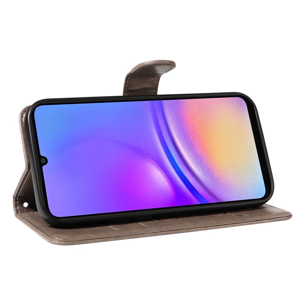 Flowery knížkové pouzdro na Samsung Galaxy A06 4G - šedé