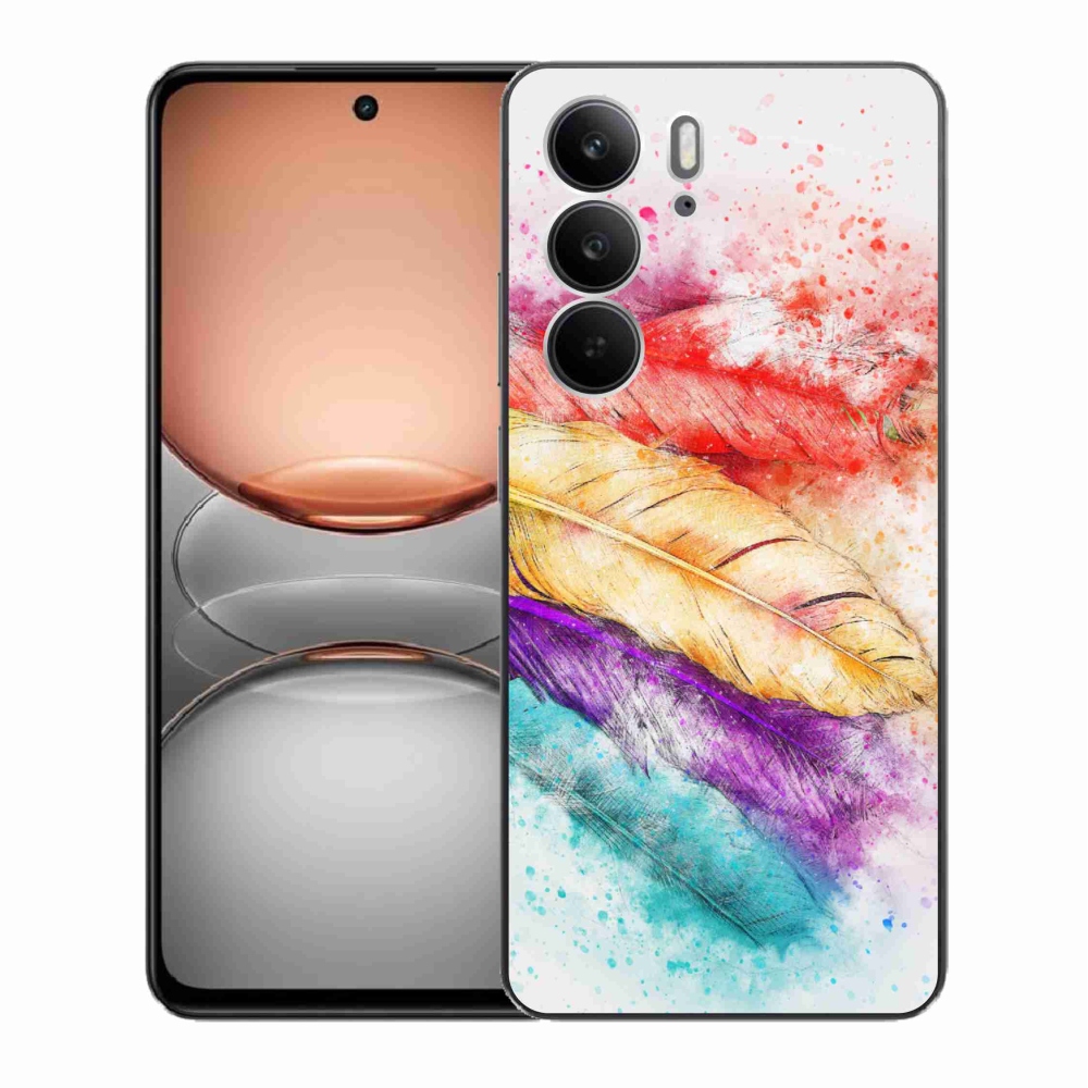 Gelový kryt mmCase na Realme C75 - barevné peří