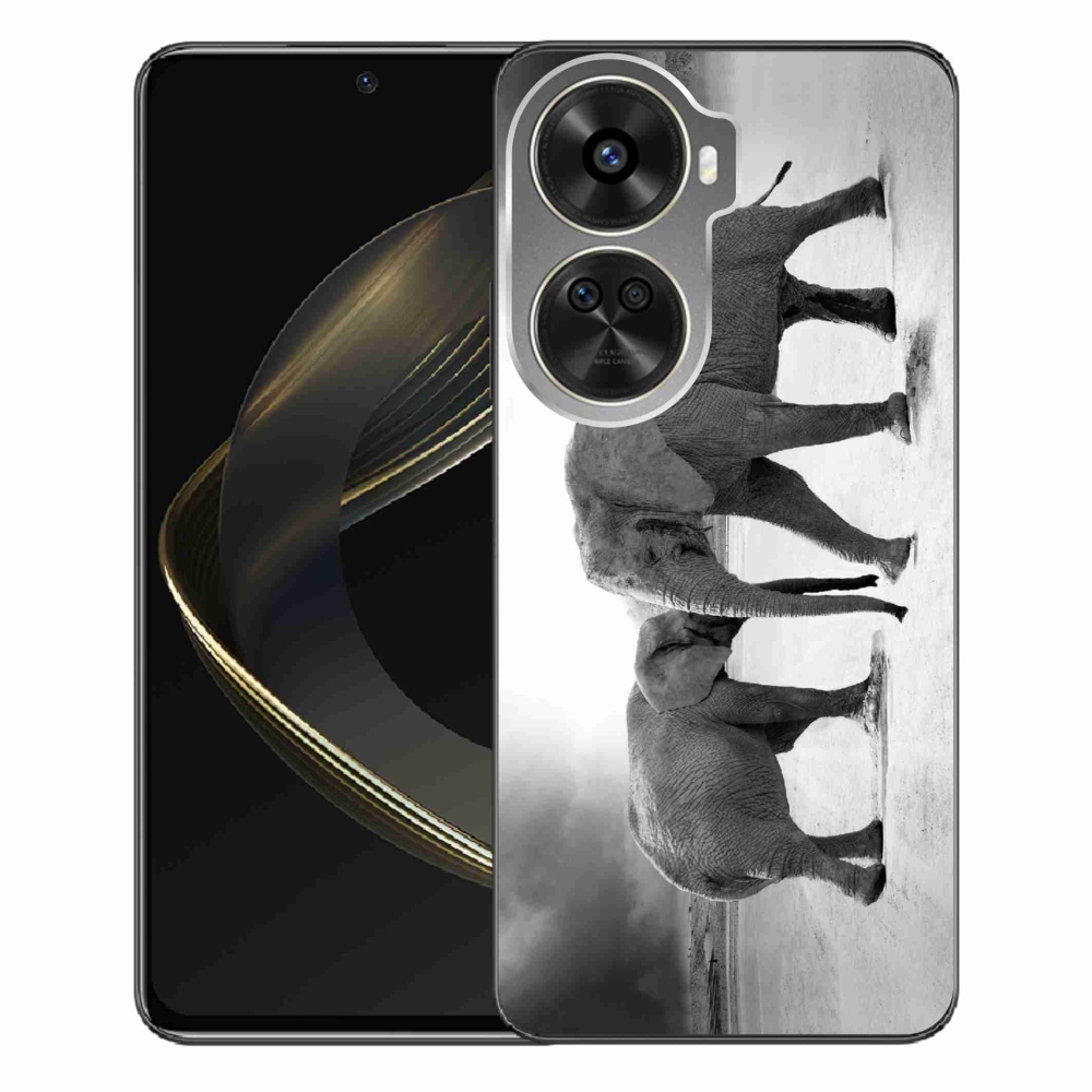Gelový kryt mmCase na Huawei Nova 12 SE - černobílí sloni