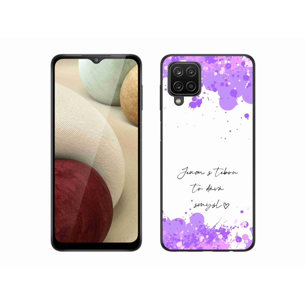 Gelový kryt mmCase na Samsung Galaxy A12 - zamilovaný text bílé pozadí