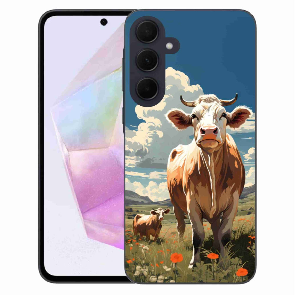 Gelový kryt mmCase na Samsung Galaxy A35 5G - krávy na louce