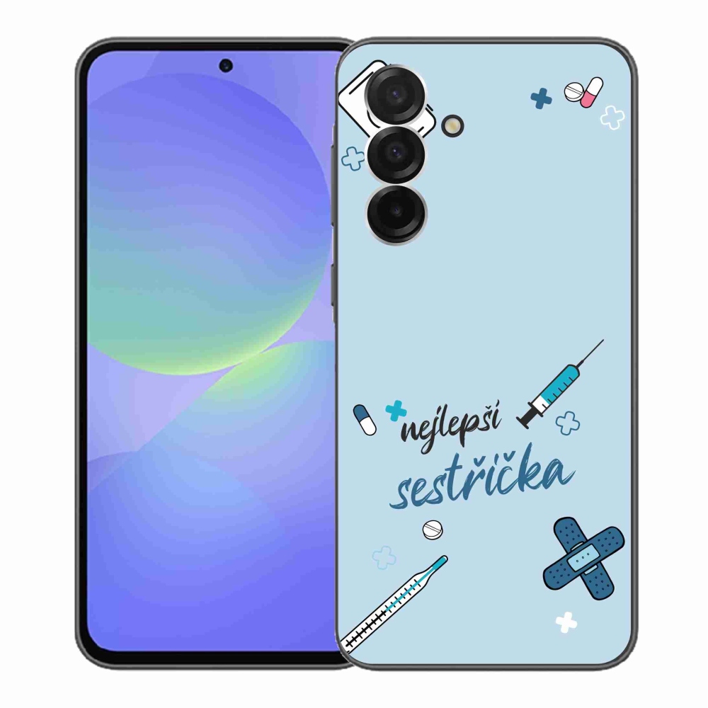 Gelový kryt mmCase na Samsung Galaxy A36 5G - nejlepší sestřička modré pozadí