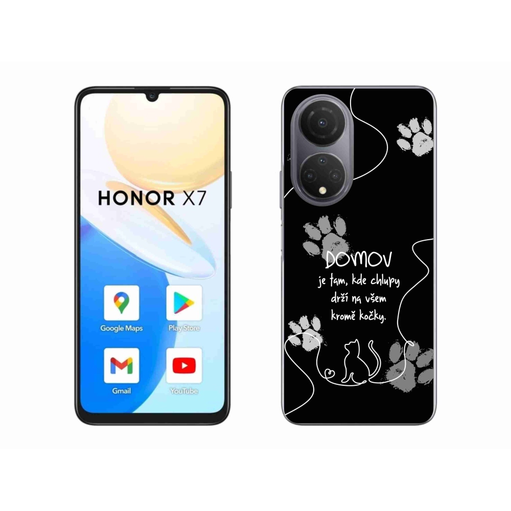 Gelový kryt mmCase na Honor X7 - kočičí motiv černé pozadí