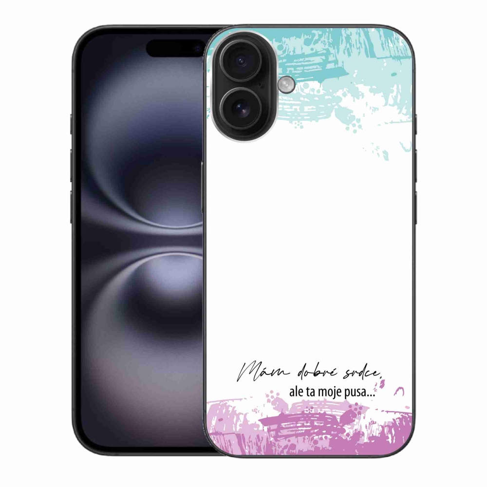 Gelový kryt mmCase na iPhone 16 Plus - vtipný text 3 bílé pozadí