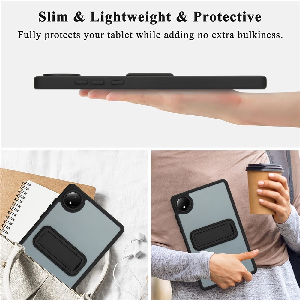 Skiny gelový obal s pevnými zády a výklopným stojánkem na Xiaomi Redmi Pad SE 8.7 - černý