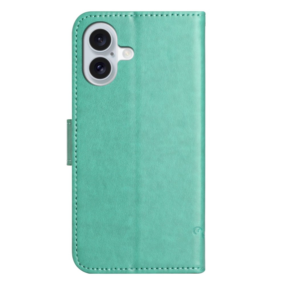 Flower knížkové pouzdro na iPhone 16 - modrozelené