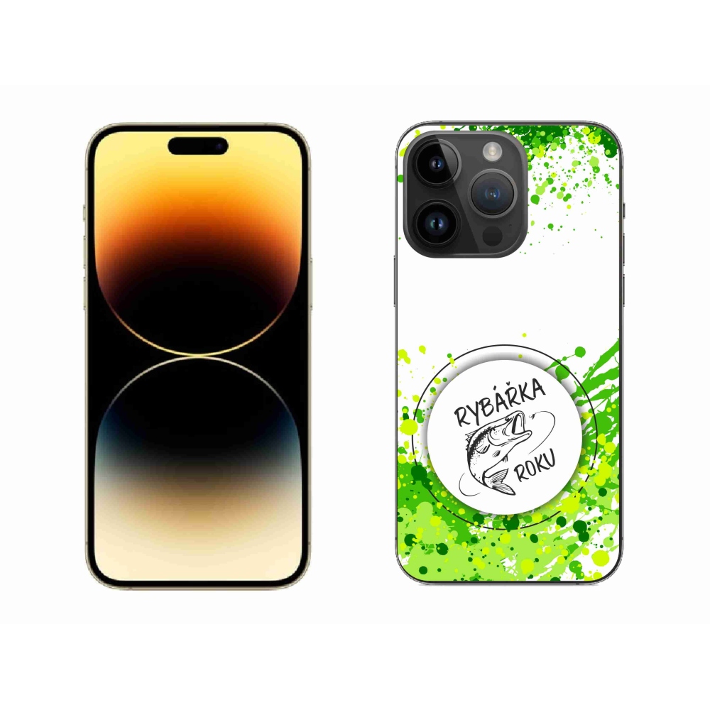 Gelový kryt mmCase na iPhone 14 Pro Max 6.7 - rybářka roku bílé pozadí