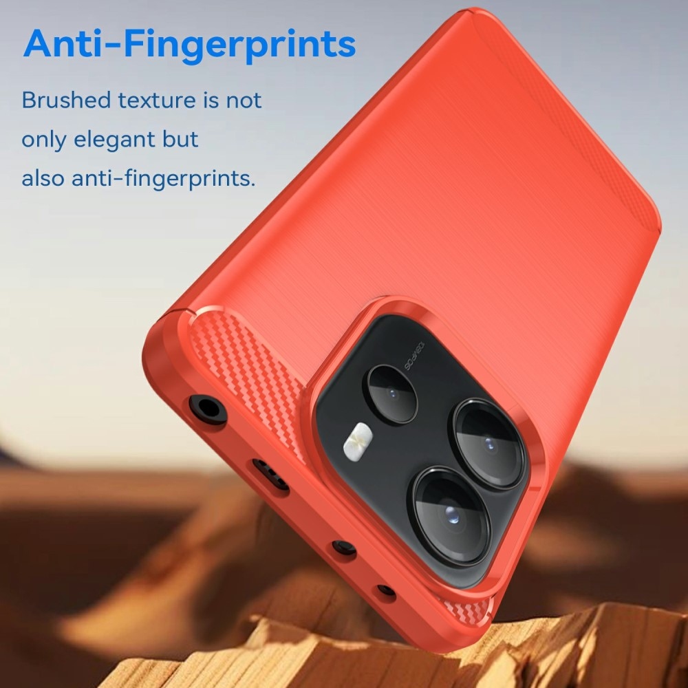Carbon odolný gelový obal na Xiaomi Redmi Note 14 - červený