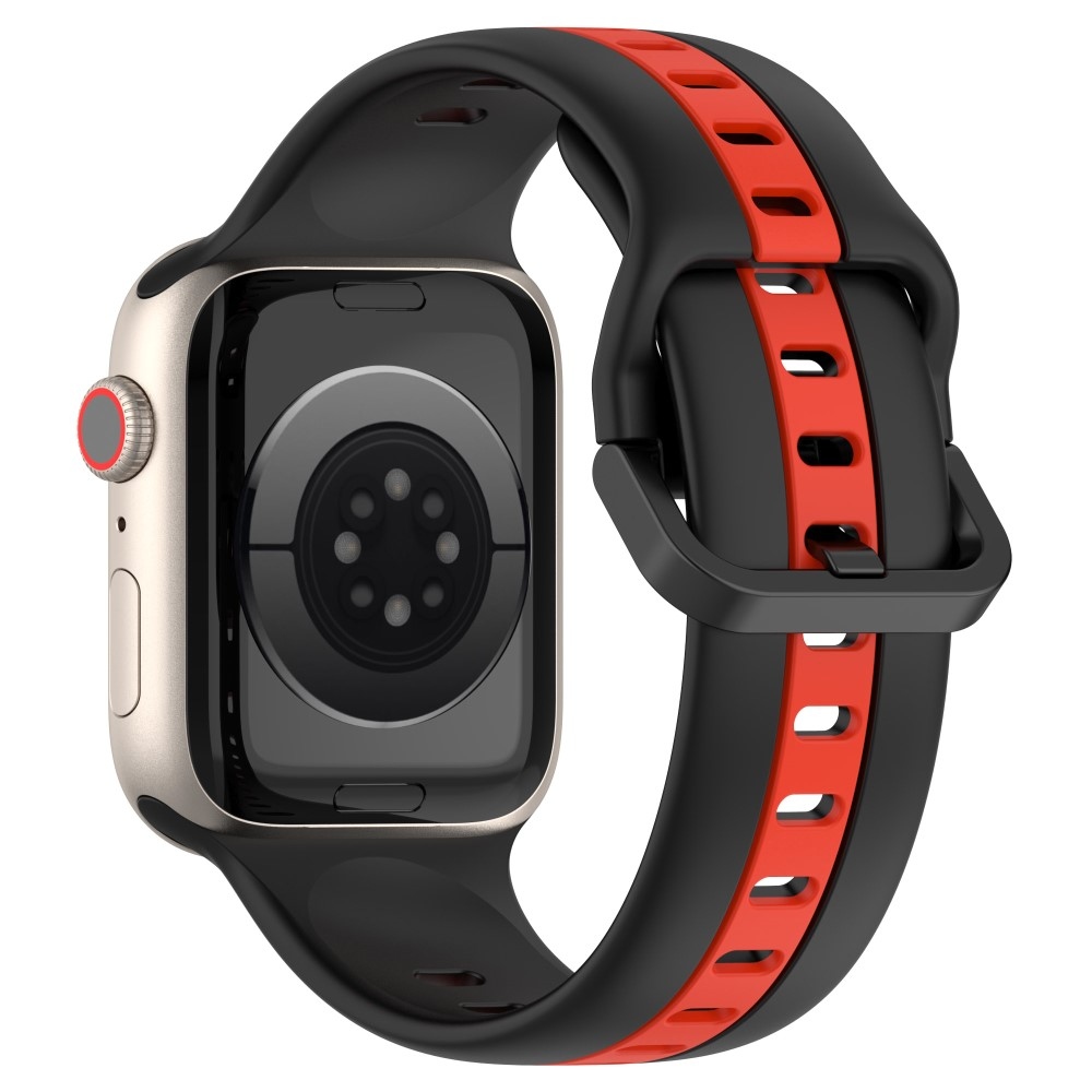 Strap silikonový řemínek na Apple Watch Ultra/Ultra 2 49mm/SE/SE 2022/2023 44mm/9/8/7 45mm/6/5/4 44mm/3/2/1 42 mm - černý/červený