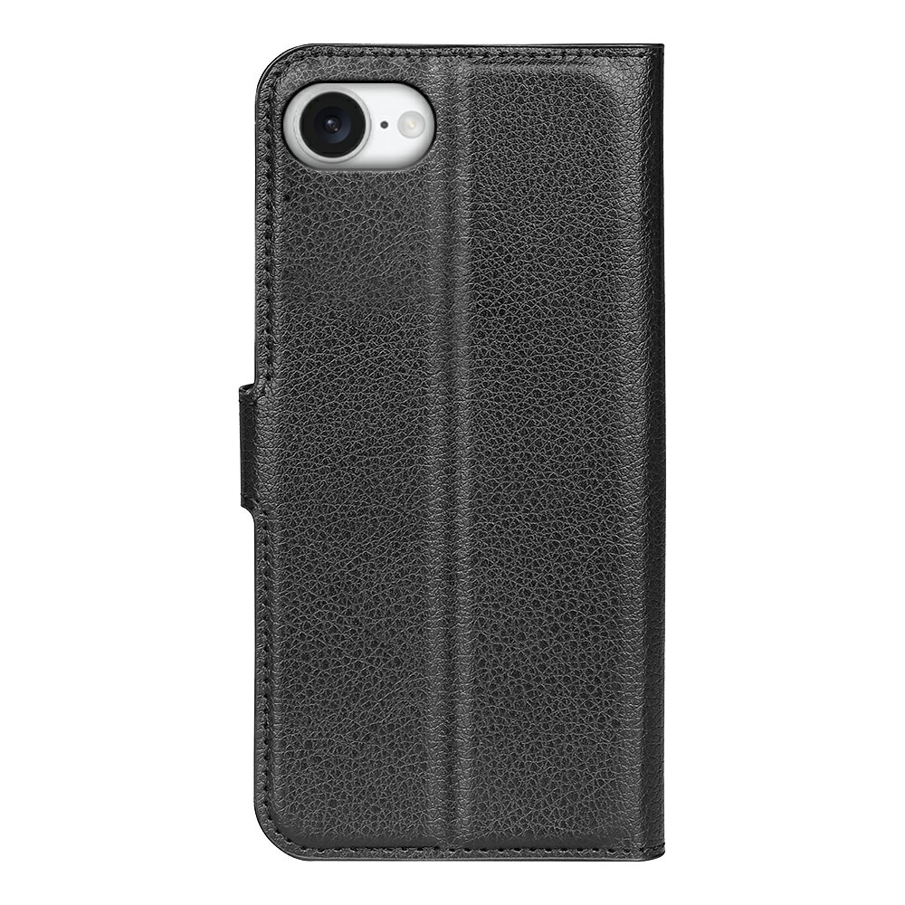Litchi knížkové pouzdro na iPhone 16e - černé
