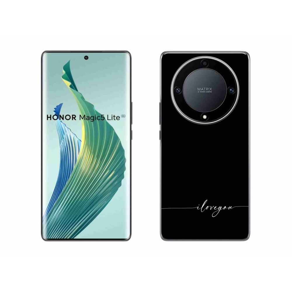 Gelový kryt mmCase na Honor Magic 5 Lite 5G - I love you černé pozadí