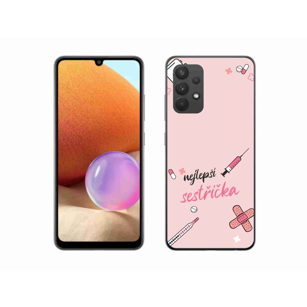 Gelový kryt mmCase na Samsung Galaxy A32 4G - nejlepší sestřička růžové pozadí