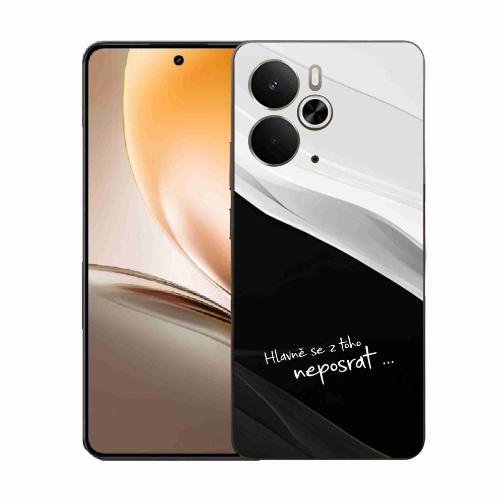 Gelový kryt mmCase na Realme 14 5G - vtipný text 13 černobílé pozadí