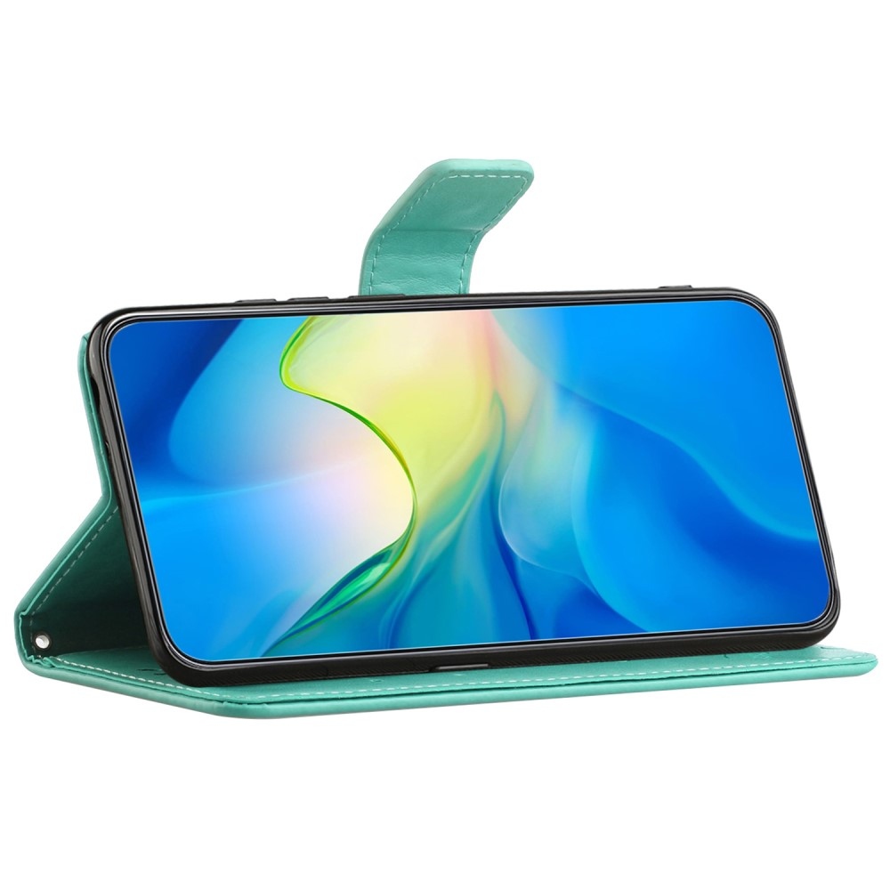 Flower knížkové pouzdro na Xiaomi Redmi 12 4G/5G - modrozelené