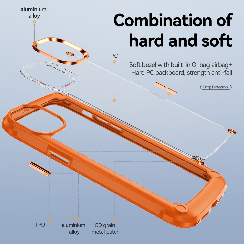 Gelový obal s pevnými zády na iPhone 15 Pro Max - oranžový