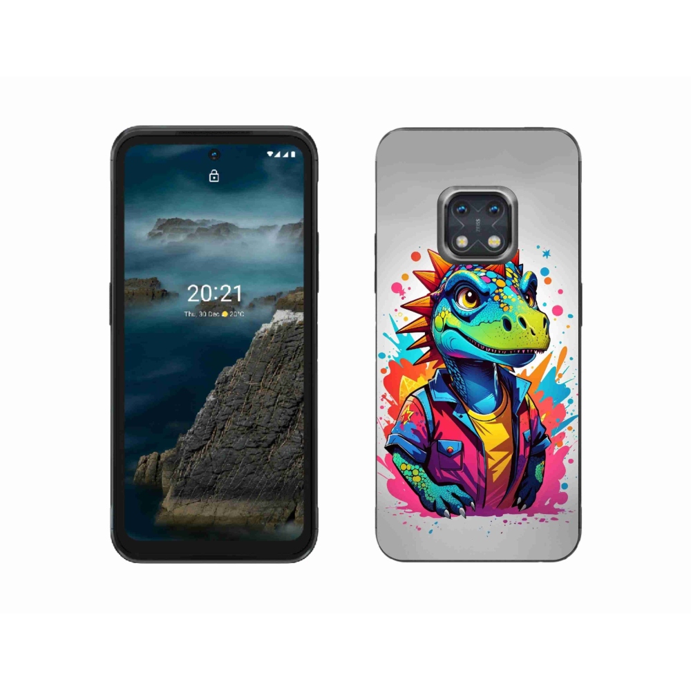 Gelový kryt mmCase na Nokia XR20 - barevný dinosaurus