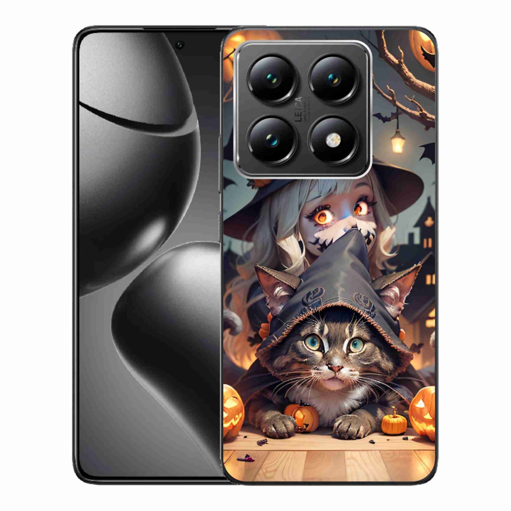 Gelový kryt mmCase na Xiaomi 14T - čarodějnice s kočkou