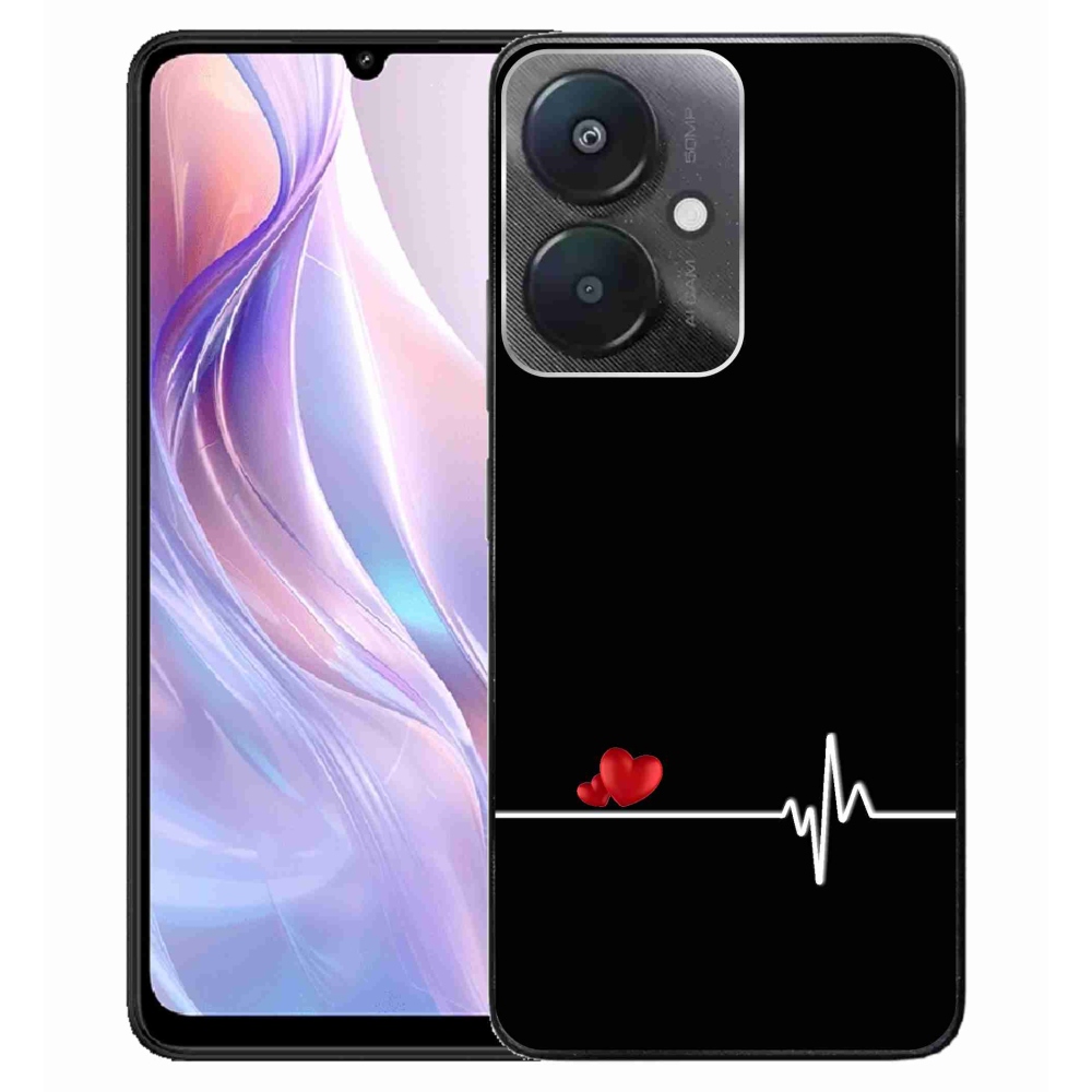 Gelový kryt mmCase na Xiaomi Redmi 13C 5G  - srdce a tep černé pozadí