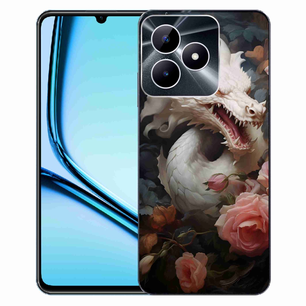 Gelový kryt mmCase na Realme Note 50 - bílý drak