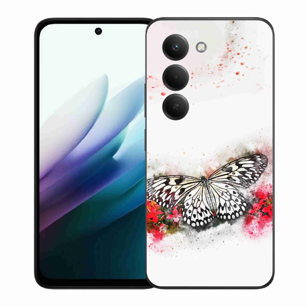 Gelový kryt mmCase na Xiaomi Redmi 15 4G/5G (171mm) - černobílý motýl