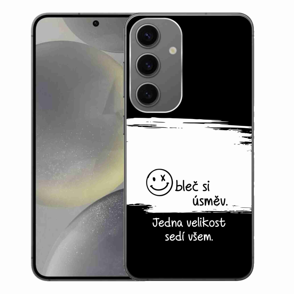 Gelový kryt mmCase na Samsung Galaxy S24+ - vtipný text 8 bíločerné pozadí