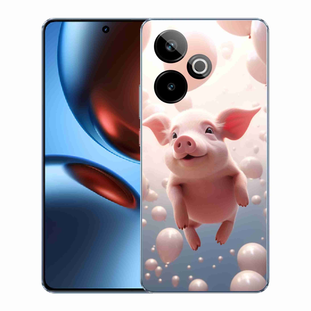 Gelový kryt mmCase na Realme GT 7 5G/GT 7T 5G - prasátko s balónky