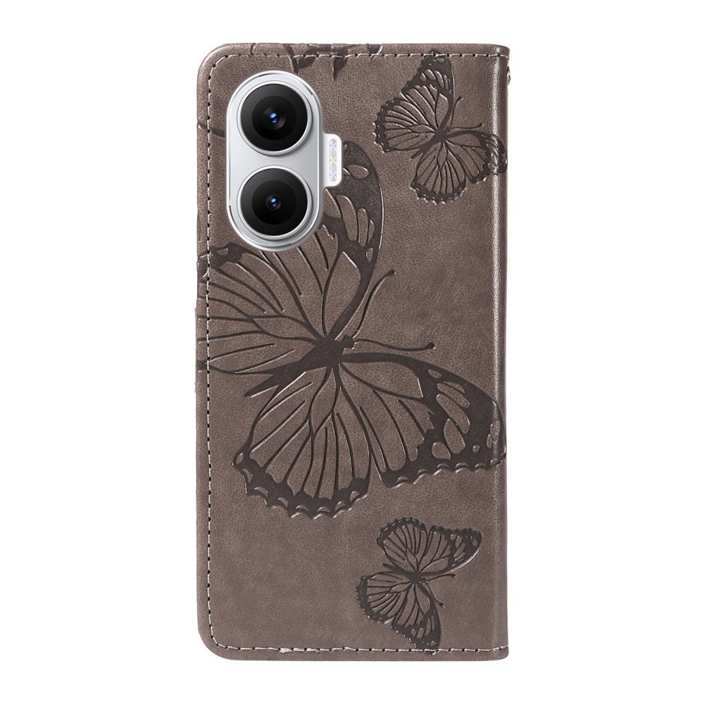 Big Butterfly knížkové pouzdro na Xiaomi Poco F7 5G - šedé